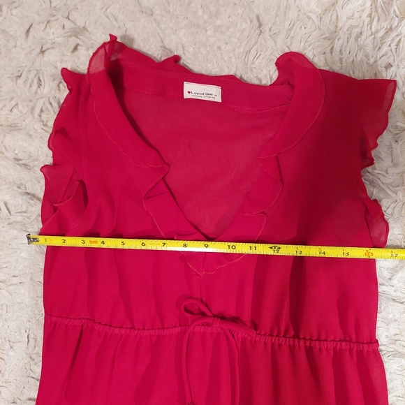 💕2 for $20 Dresses: Red Ruffle Neckline Dress - Picture 4 of 10